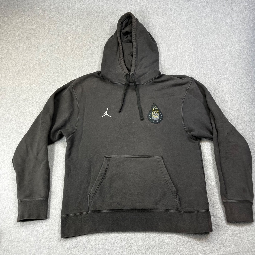 Nike Air Jordan Legacy Pullover Hoodie Mens Medium Black Graphic CJ9078-060